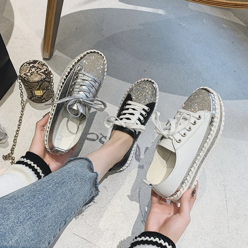 ✨💎DIAMOND SILVER LEATHER SNEAKERS💎✨